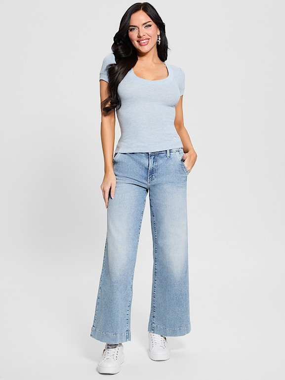 GUESS® Eco Zoya Cropped Wide Jeans
