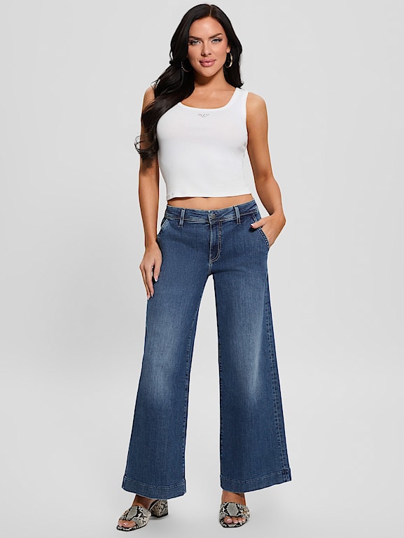 GUESS® Eco Zoya Cropped Wide Jeans