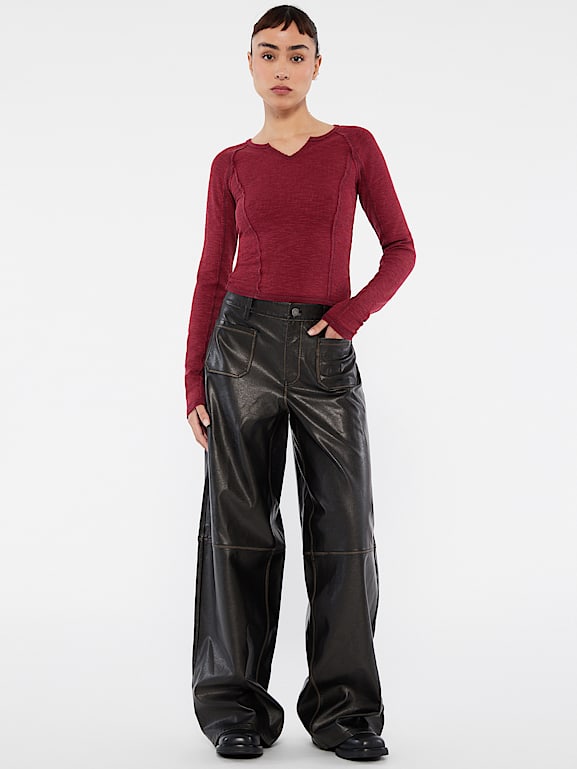 GUESS® GUESS Originals Faux-Leather Pocket Wide Leg Pants