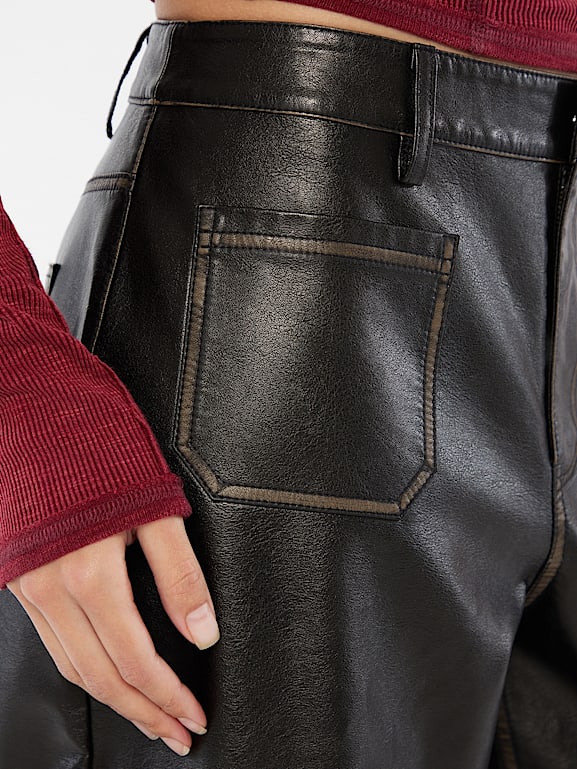 GUESS® GUESS Originals Faux-Leather Pocket Wide Leg Pants
