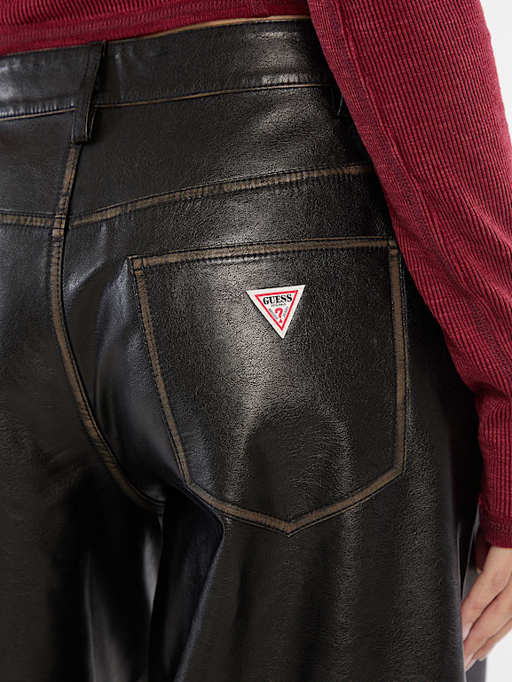 GUESS® GUESS Originals Faux-Leather Pocket Wide Leg Pants