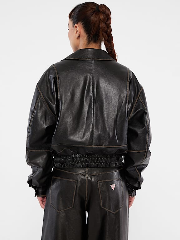 Guess USA ジャケット GUESS® GUESS Originals Distressed Faux-Leather Flight Jacket