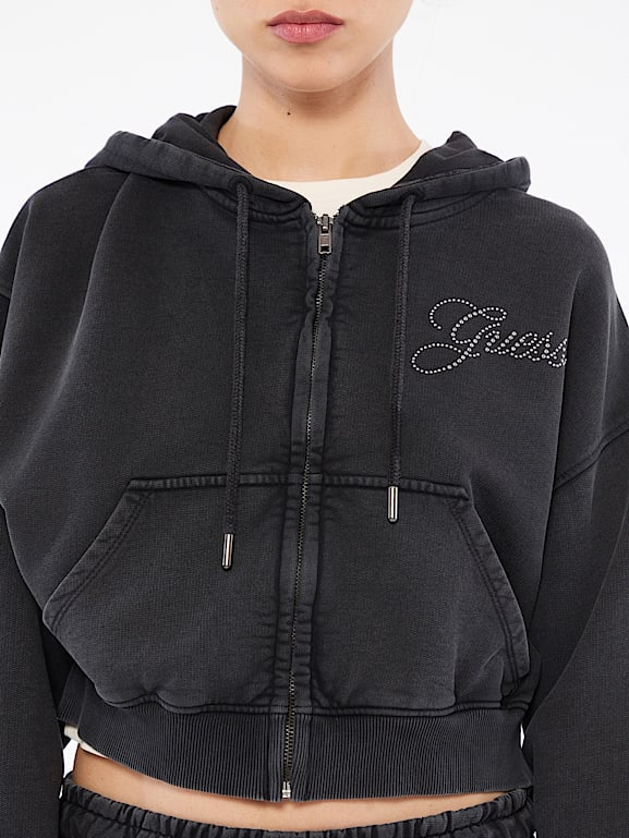 GUESS® GUESS Originals Eco Rhinestone Crop Hoodie