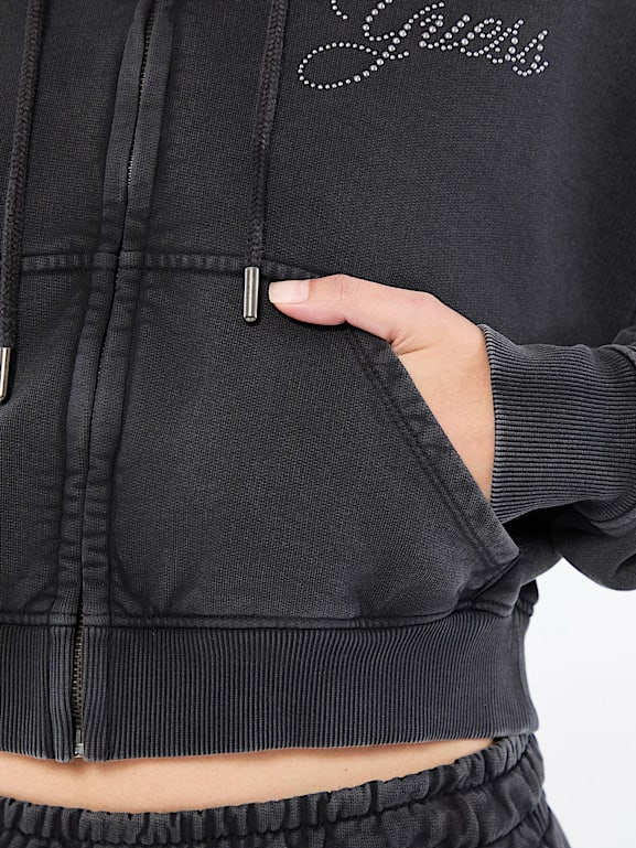 GUESS® GUESS Originals Eco Rhinestone Crop Hoodie