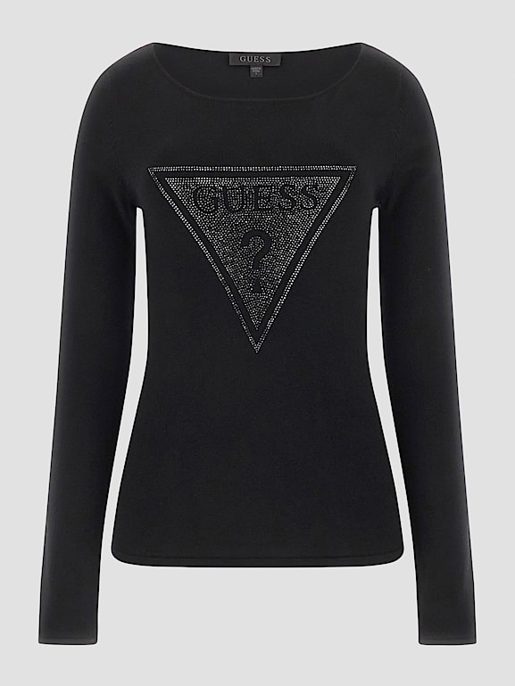 GUESS Women's Julie Long Sleeve Sweater - Ribbed Cable Knit With Wood-Based Fibers
