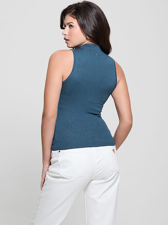 T-Shirt Femme Blue Jay Strass – Sportif Chic – Taille L – Noir – Sans Manches