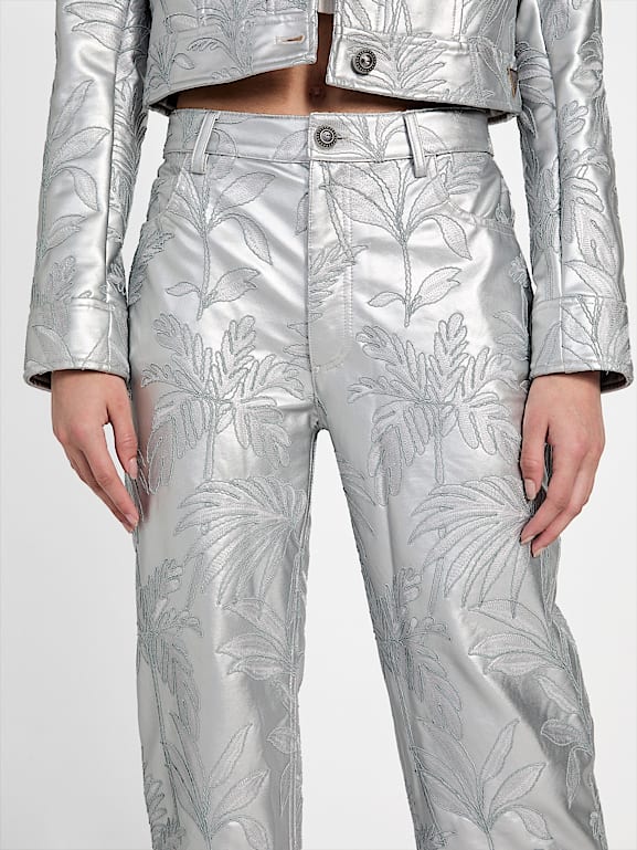 GUESS® Clelia Faux-Leather Embroidered Pants
