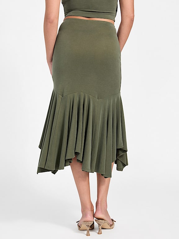 GUESS® Eco Kenzie Ruffle Midi Skirt