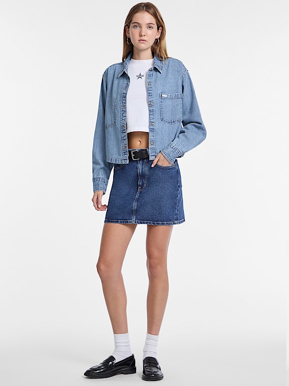 GUESS® Cropped Denim Shirt