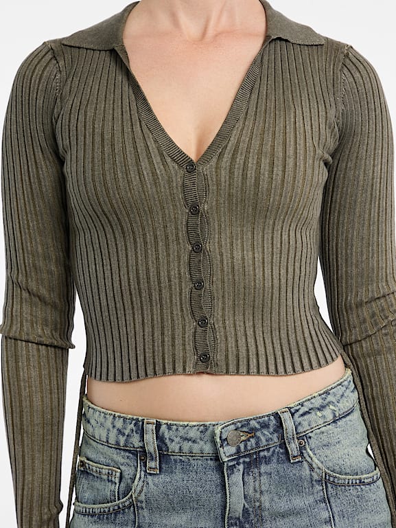 GUESS® Eco GUESS Originals Shirred Tie Cardigan