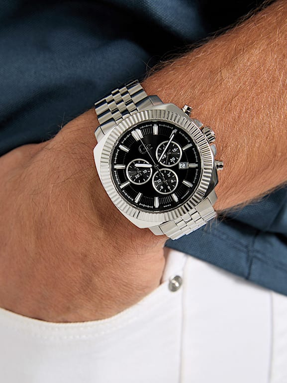 GUESS® Gc Silver-Tone Chronograph Watch