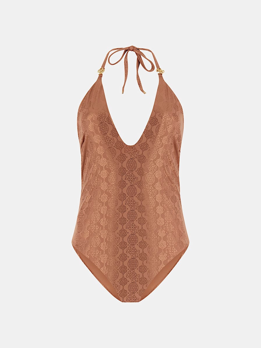 Metallic effect one-piece swimsuit