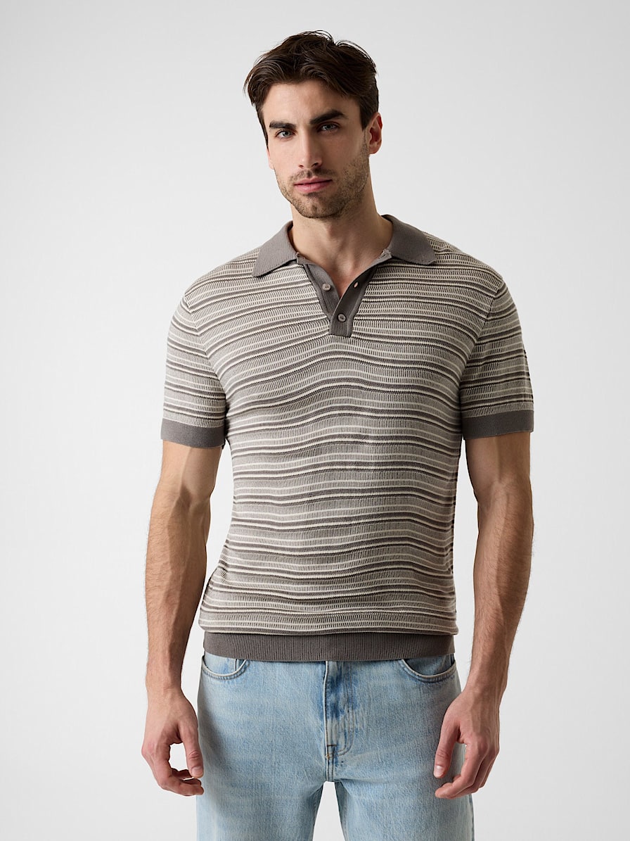 Striped polo sweater
