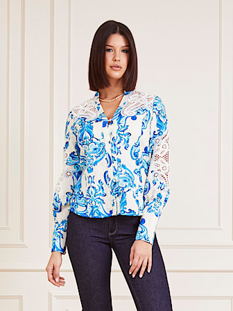 Marciano blouse van gemengd linnen