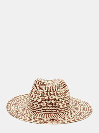 Słomkowy kapelusz z geometrycznym wzorem