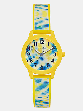 Tie-dye print silicone analogue watch