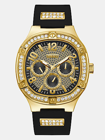 Multi-function watch with crystal appliqué