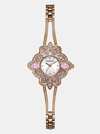 Analogue watch with flower on dial