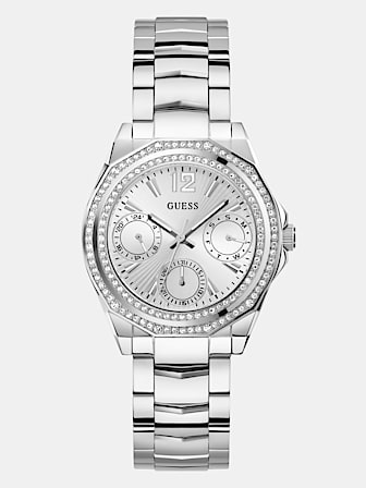 Multi-function watch with crystal appliqué detailing
