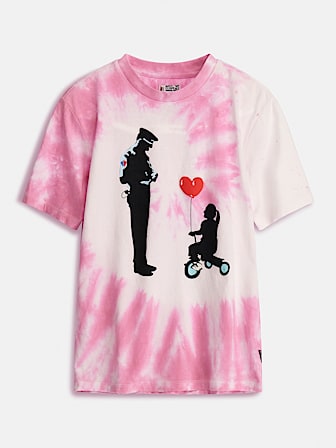 T-shirt met graffitiprint met tie-dye-effect