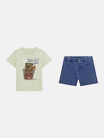 Set t-shirt e shorts in jeans