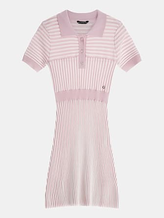 Embossed stripes sweater dress