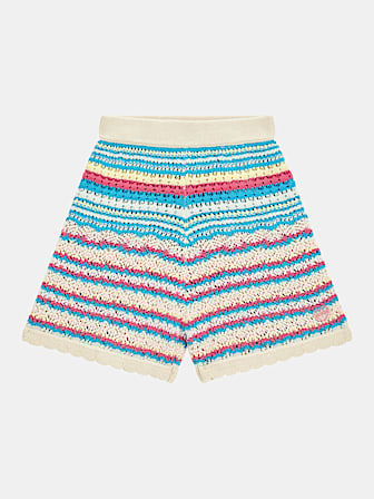 Striped crochet shorts
