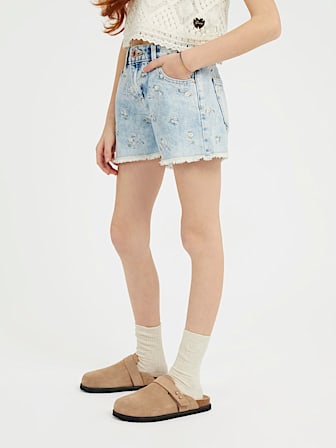 Shorts in jeans con ricami