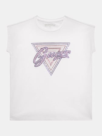 Stretch T-shirt met driehoek logo