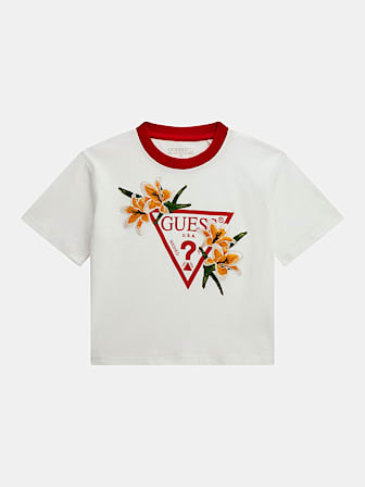Camiseta con logotipo floral