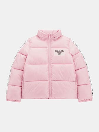 Casaco puffer faixa lateral com logo