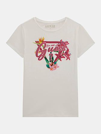 T-shirt logo triangulaire floral