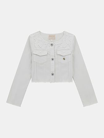 Veste en jean broderie anglaise