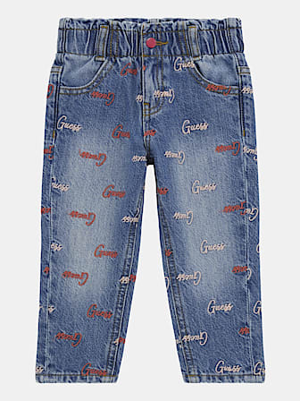 All over logo embroidery denim pant