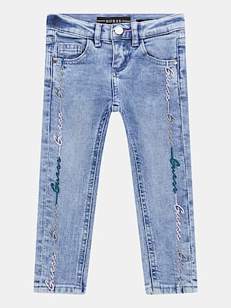 Jeans con ricamo laterale