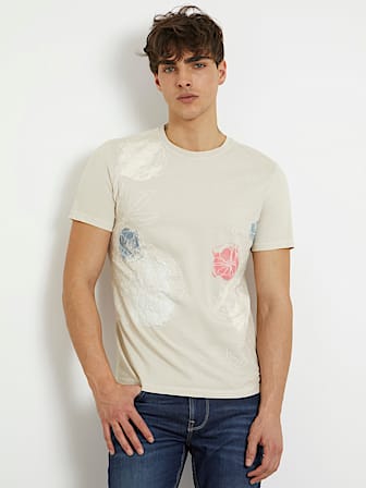 T-shirt z kwiatowym haftem