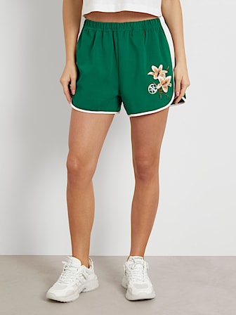 Floral embroidery shorts