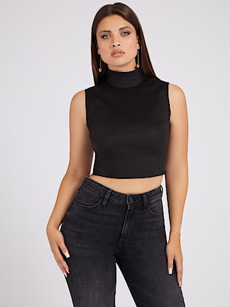 Crop top in simil scamosciato