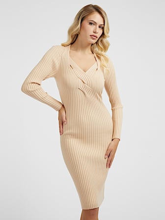 Woven detail sweater dress