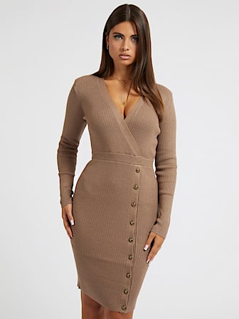 Front buttons sweater dress