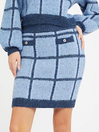 Check sweater mini skirt