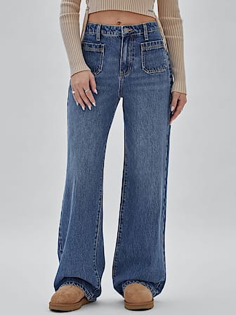 Jeans mit mittelhohem Bund und weitem Bein