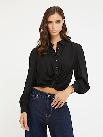 Cropped-Bluse Animal-Muster