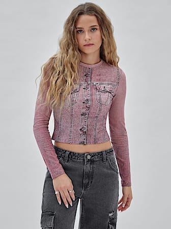 Cropped T-Shirt mit Allover-Print