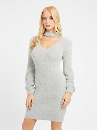 Fuzzy sweater mini dress