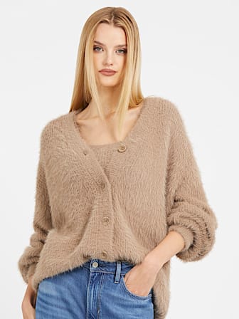 Fuzzy sweater cardigan