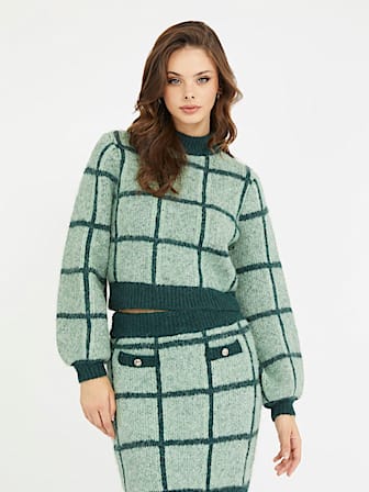 Wool blend check sweater
