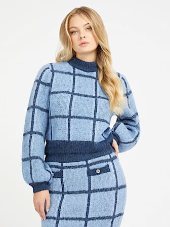 Maglione misto lana a quadri