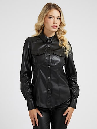 Faux leather shirt