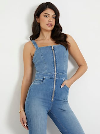 Bootcut denim jumpsuit